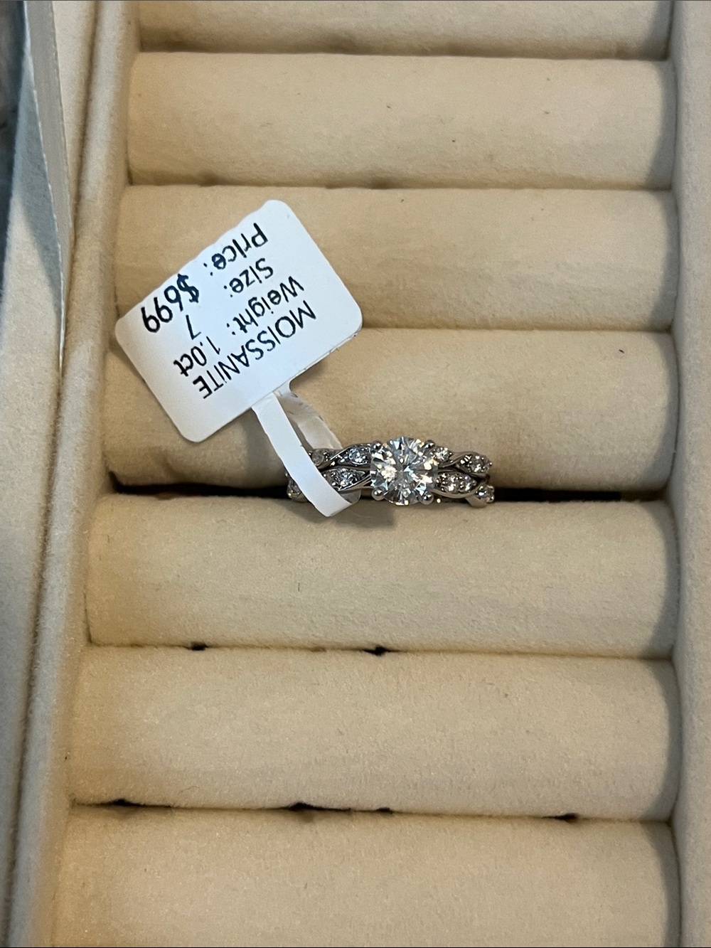 White Gold Diamond Engagement Ring with Pavé Accents